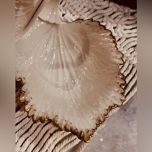 Lenox Blue Angel wing divided bowl With Gold Edges Vintage - Picture 5 of 5